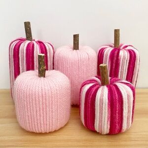 Handmade Pink Pumpkin Decor Set of 5 Pink Halloween Fall